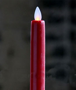 10 Inch Red Moving Flame Battery Operated Taper Candle - Timer