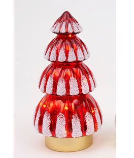 Twinkling Red Mercury Glass Tree 11.5 Inch With Glitter - New 2026