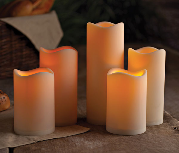 Flameless Outdoor Bisque Resin Candles, Flameless Outdoor Resin Candles With Timer