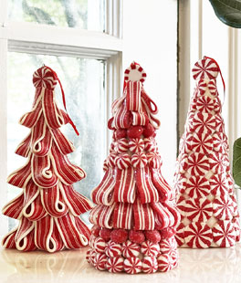 Peppermint Clay Dough Candy Tree Ornaments - Set of 3 - 6.5 Inch NEW 2025