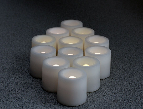 Tall Tea Lights - With Recessed Warm White LED - Super Bright Set of 12