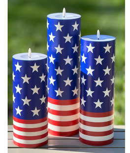 10, 12 & 14" Red White and Blue Stars and Stripes LED Candles Set of 3 - NEW 2026 - Remote Included 