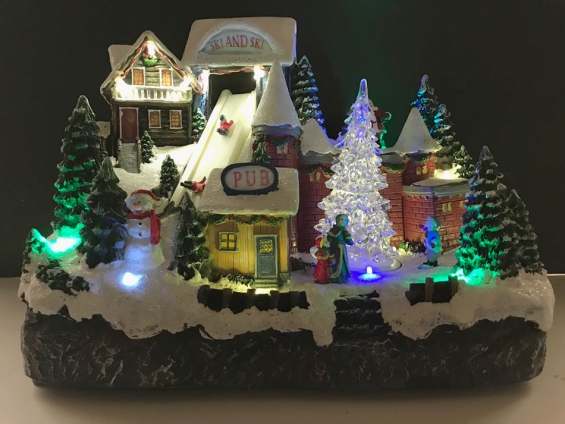 Musical Animated Christmas Winter Ski Village - With Sound and Motion Musical Animated Christmas Winter Ski Village - With Sound and Motion