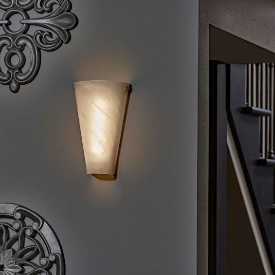 Battery Powered Wall Sconce Frosted Marble Conical Shade Indoor Outdoor - Battery Powered Wall Light Fixtures