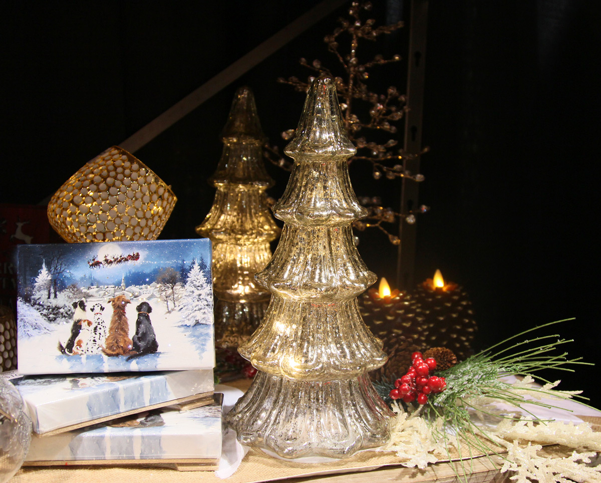 12 Inch Lighted Mercury Glass Christmas Tree From RAZ