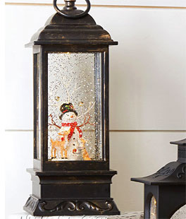 11 Inch Snowman Musical Lighted Water Lantern With Timer
