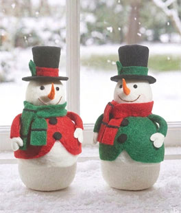 12 Inch Plush Mr. Snowman Figurines Set of 2 Assorted