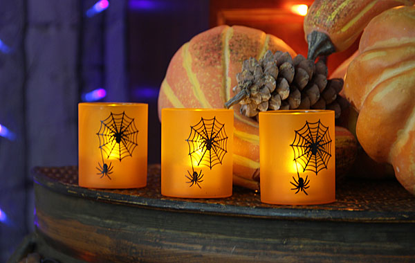 special halloween votive with flickering flameless tealight mesh net lights