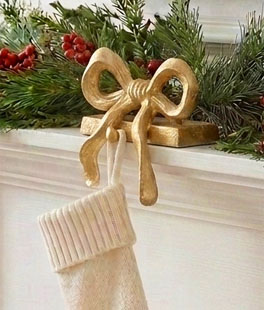 5" Gold Bow Stocking Holder - From RAZ Imports NEW 2026