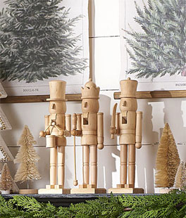 15.5 Inch Tall Wooden Nutcracker Figurines - Set of 3 Assorted