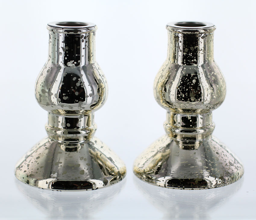 Mercury Glass Taper Holders Set of 2