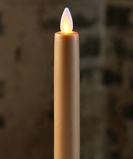 8 Inch Taupe Moving Flame Battery Operated Taper Candle - Timer