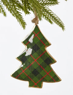 Plaid Tree Ornament 4.25 Inch Made of Iron - NEW 2025