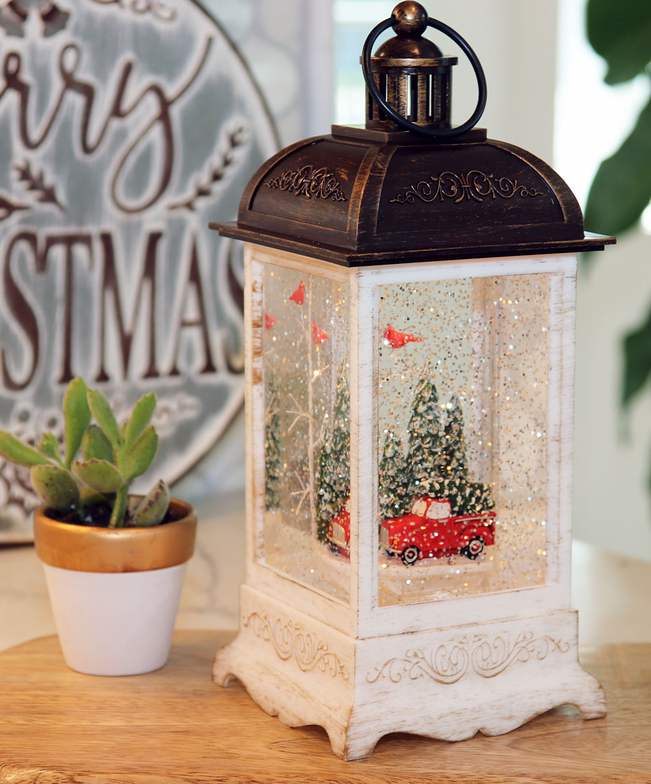 ReLive Santa and Friends Glitter Lantern Red Truck