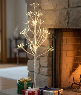 3 Foot Birch Tree - 160 Warm White LED Fairy Lights - Battery Operated 