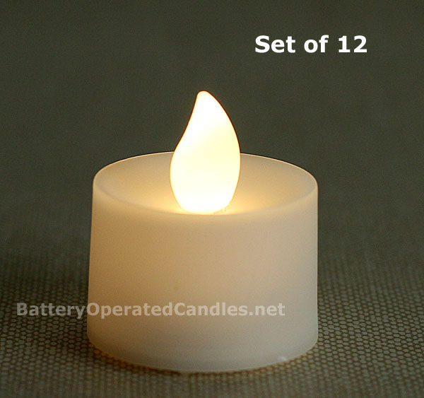 12 Pack LED Flickering Flameless Tea Lights – Battery Operated, Warm White, Touch
