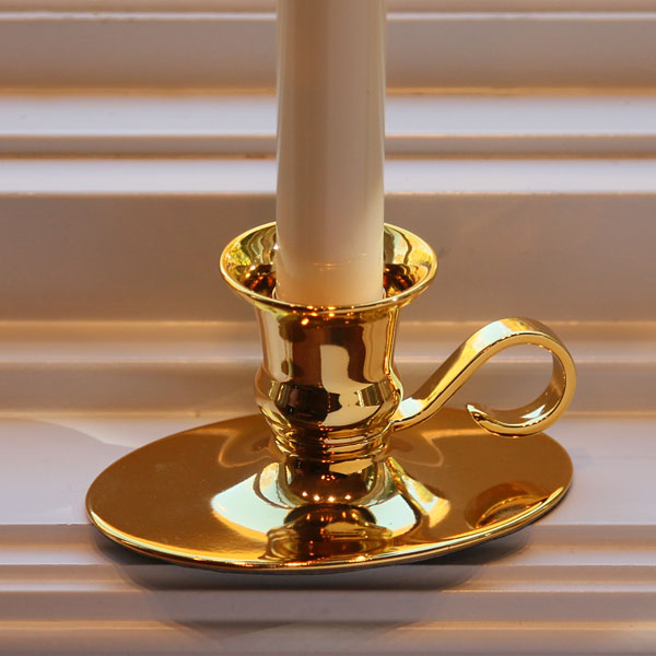 Traditional Flameless Window Candle Bright Dual Sided Bulb Brass Finish Timer