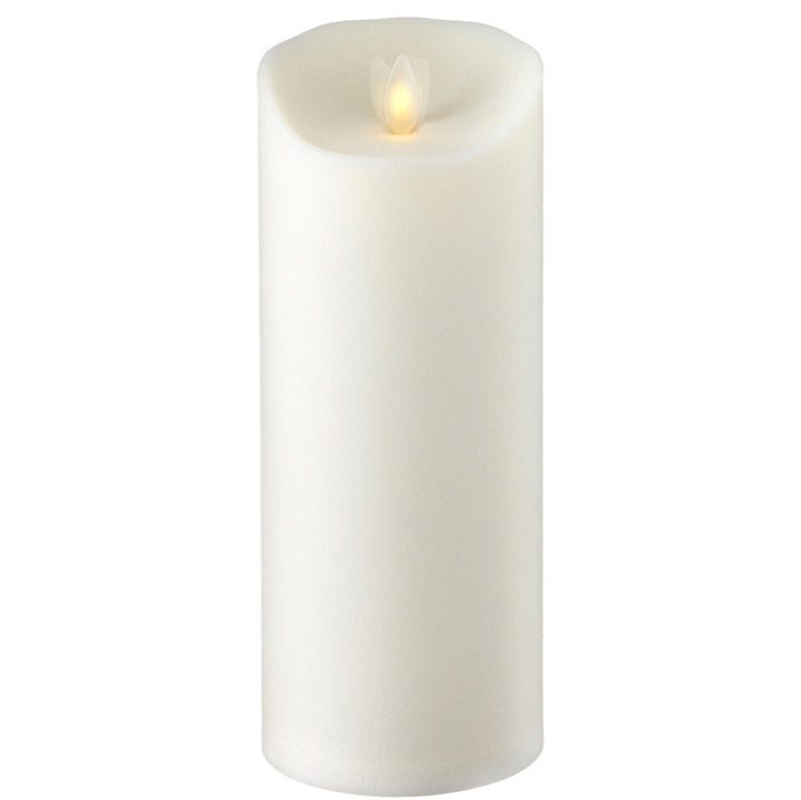 Moving Flame White Unscented Candle Battery Operated 3.5 x 9 Timer