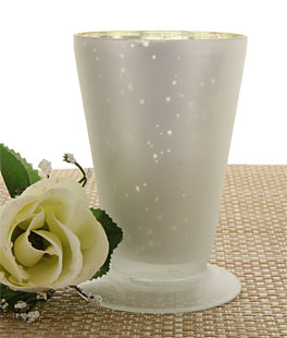 White Mercury Glass Mint Julip Votive Holder  - 4.5 Inch