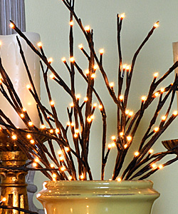 Battery Operated Willow Branch 60 Bulbs 2 Stems 40"" - Timer