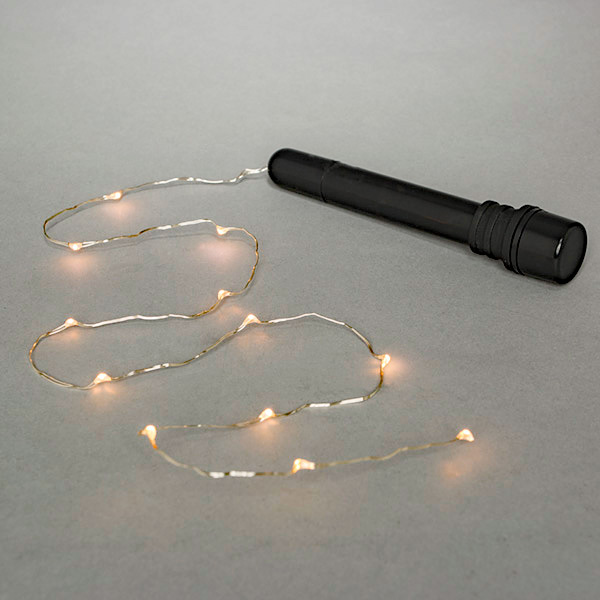 with Timer Warm White Cork Light Chain Silver 15er or 40er LEDs batteriebetr 
