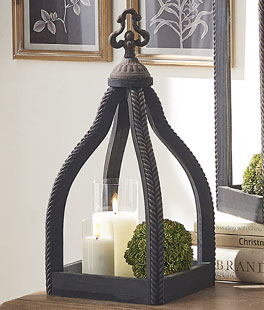 Herringbone Applique Open Lantern - 17 Inch NEW 2023