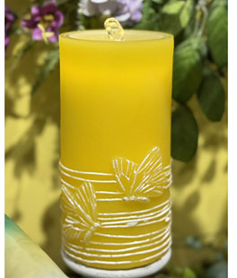 Yellow Wax With Butterfly Design Aquaflame Fountain Candle - Remote Control